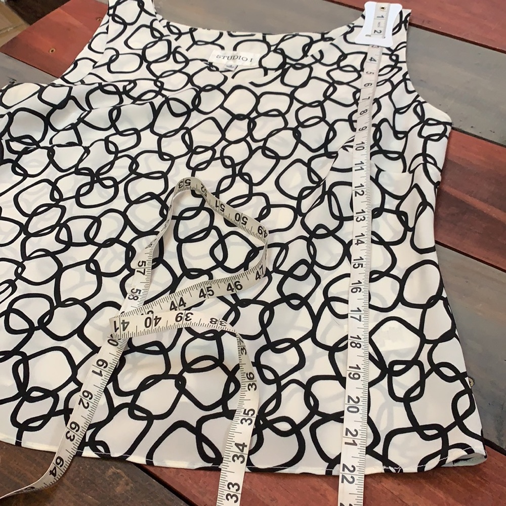 3 FOR $20 Studio I Sheer Black & Ivory Top Sz 12 - Picture 5 of 10